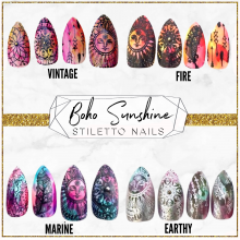 Boho Sunshine Nails in Stiletto