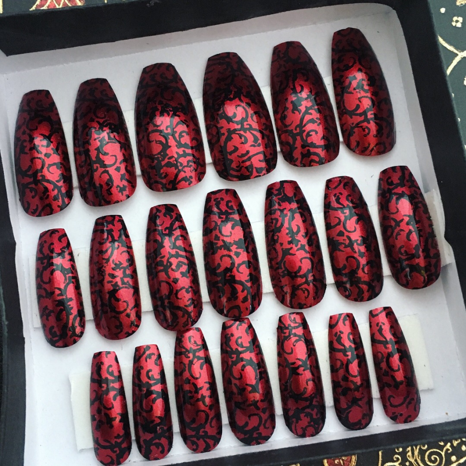 Red Gothic Baroque Press On Nails aa34b1f0-2e43-439f-9247-385c20a17392.jpeg